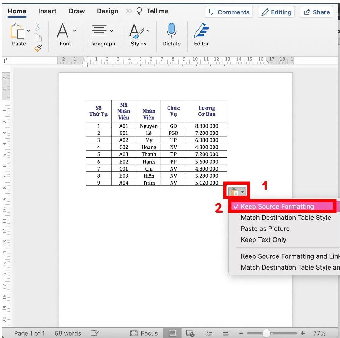 Hướng dẫn chuyển Excel sang Word, Word sang Excel chi tiết