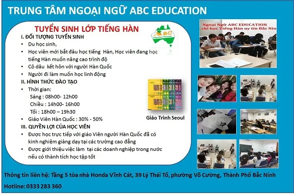 Top 5 trung tâm dạy tiếng Hàn tốt nhất tại Bắc Ninh